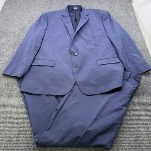 Ralph Lauren Wool Blend Jacket Pants Suit Men's 52R 46x31 Windowpane Blue Plaid